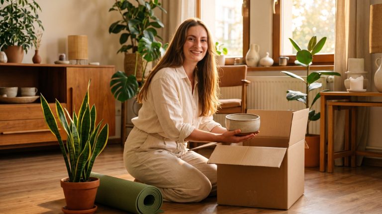 Tanya unpacking after moving to North London